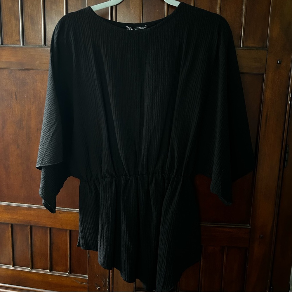 NWT Zara Asymmetrical Black Blouse